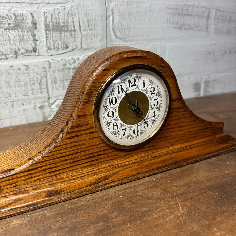 Vintage Wooden Mantel Clock | Battery Operated Shelf Clock